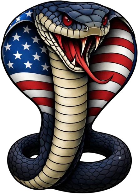 Cobra Pickleball logo: a cobra wrapped in the American flag